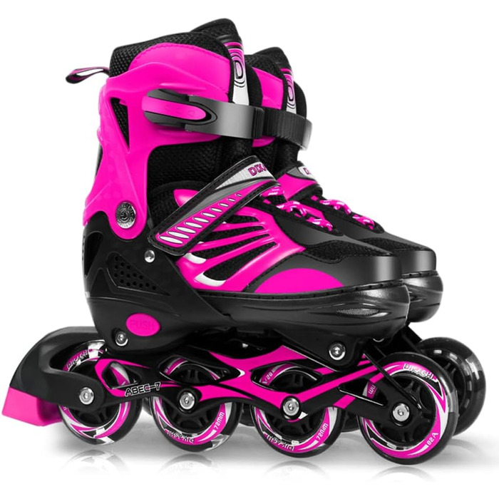 Дитячі ролики для катання на роликах, розмір 34-37, світлові колеса, рожеві