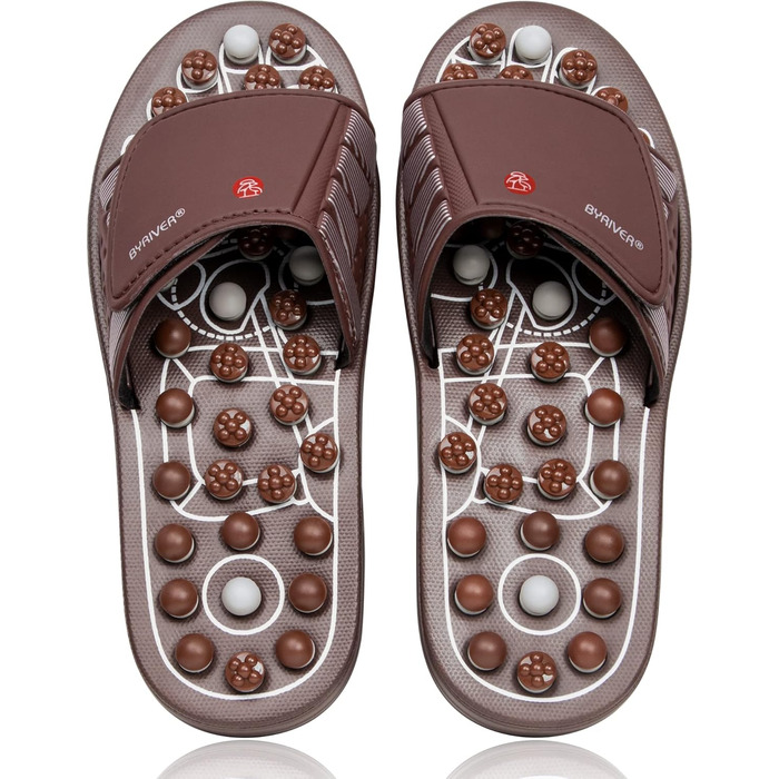 Тапочки-масажер для ніг BYRIVER: лікування п'яткової шпори та планарної фасціїт, покращення кровообігу, 35/37 EU, Колір: Коричневий