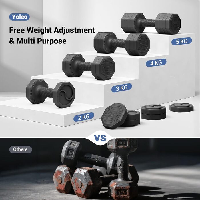 Стойка для гантелей Dripex 3/5 ярусів, до 500 кг, з набором гантелей 10 кг (чорний)