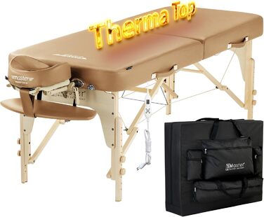 Складаний масажний стіл Master Massage Phoenix 71 см з підігрівом ThermaTop, косметологічна масажна кушетка, масажне ліжко з електронагрівом, світло-коричневий