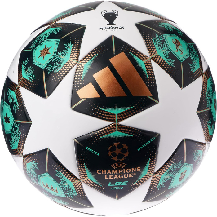 Футбольний м'яч Adidas UEFA Champions League J350, зелений, розмір 5, унісекс