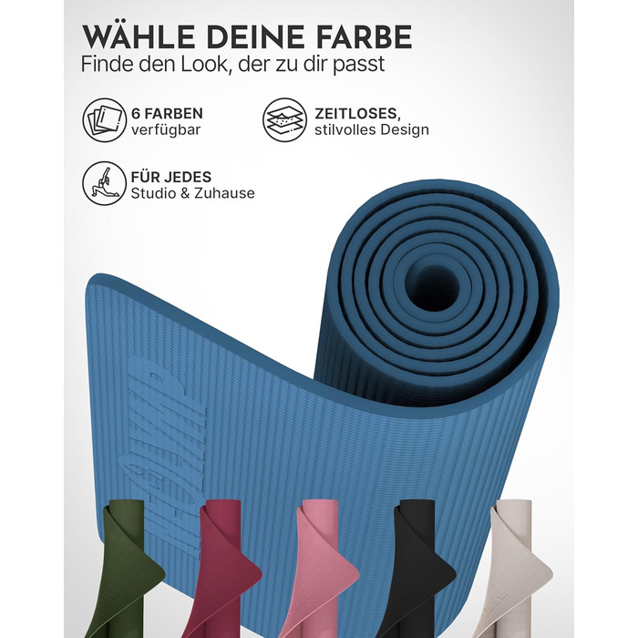 Килимок для йоги NEOLYMP – неслизький, захищає суглоби – 183x61 см – для дому, фітнесу, йоги, пілатесу – з інструкцією (Indigoblau)