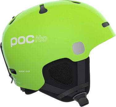 Дитячий лижний шолом POCito Auric Cut MIPS з LED, легкий, регульований, флуоресцентний жовто-зелений, розмір M-L (55-58 см), захист MIPS, вентиляція