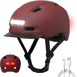 Велошолом Shinmax з USB світлом, 5 режимів, для чоловіків та жінок, з візором, для гірського та шосейного велосипеда, самоката, міських поїздок