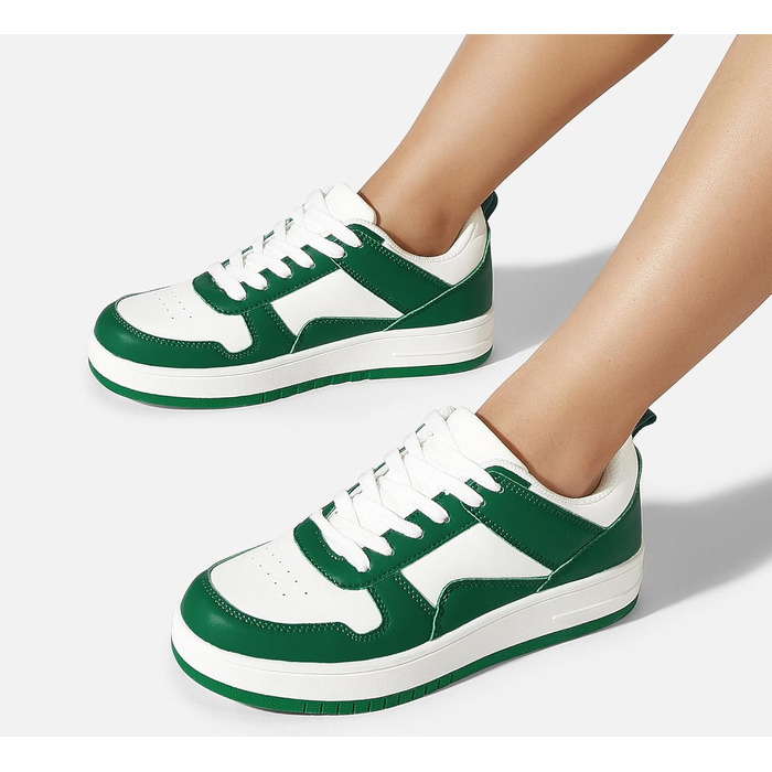 Жіночі кеди LUCKY STEP з блискучими стразами, шкіряні низькі кеди на шнурівках, зручні для прогулянок (40 EU, зелено-білі)