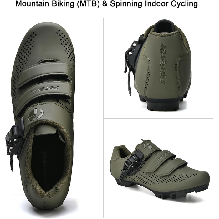 Чоловічі та жіночі велотуфлі для гірського велосипеда (MTB) з сумісними кріпленнями SPD, розмір 41 EU, зелені