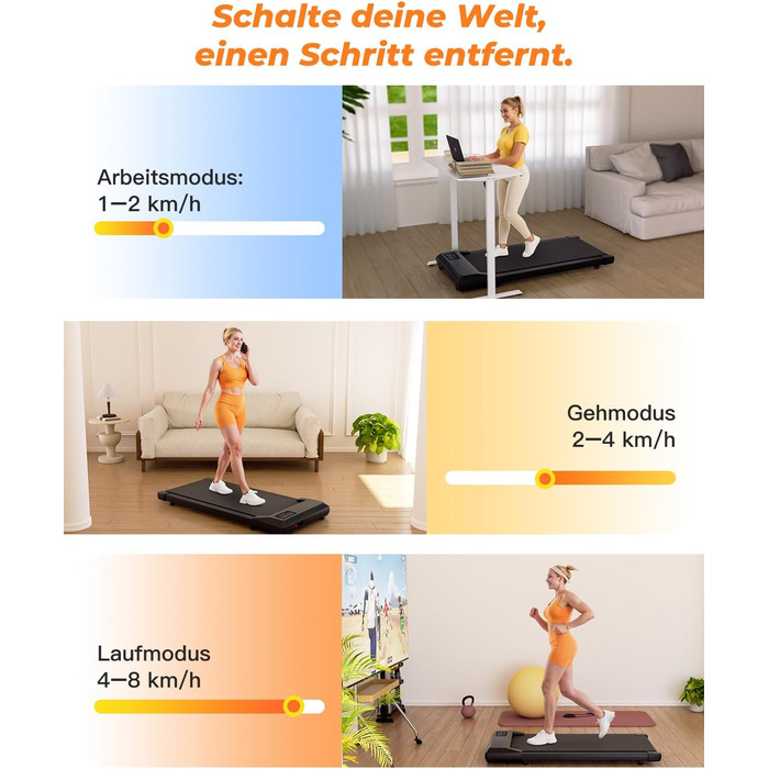 Walking Pad Lacuffy 2.5 HP: біговий доріжки для дому з керуванням через додаток, підтримка 136 кг, чорний, 90 см