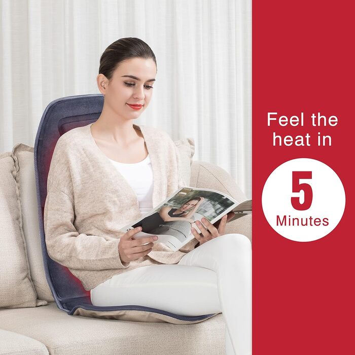 Масажне сидіння Comfier з підігрівом та вібрацією для спини та шиї, подушка для розслаблення, масажер для дому та офісу, подарунок для жінок (Блакитний)