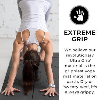 Преміум килимок для йоги Plyopic Ultra-Grip Pro — антиковзкий, стійкий до поту, з лініями вирівнювання, для йоги, пілатесу, тренувань, Бікрам та хот-йоги