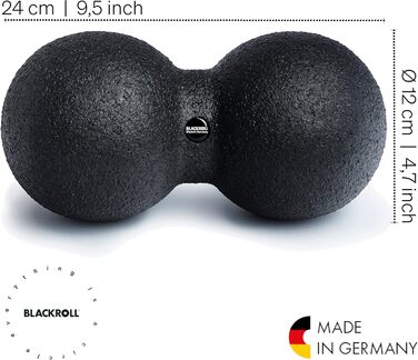 Масажний ролик BLACKROLL DUOBALL 12 см для фасцій, подвійний м'яч для самомасажу спини та шиї, середня жорсткість, Німеччина, чорний