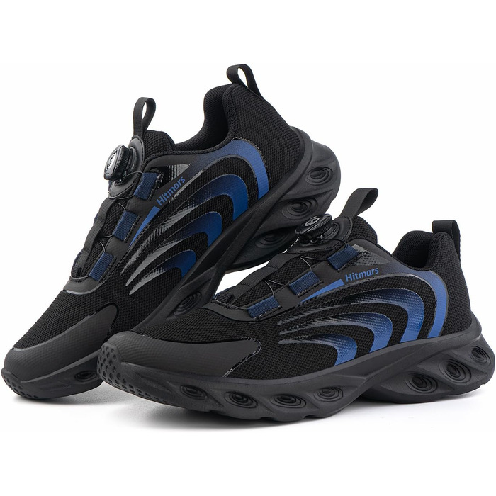 Чоловічі кросівки Hitmars для бігу та занять спортом. Зручні, з повітряною подушкою, антиковзаючі. Розміри EU 39-47. Колір: чорний/синій.