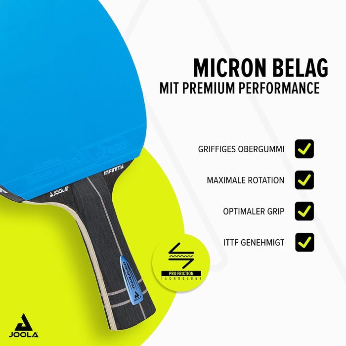 Стіл тенісний, ракетка JOOLA Infinity ITTF, професійна карбонова ракетка для досвідчених гравців, з High-Tech волокном, 7-шарове лезо з скловолокна