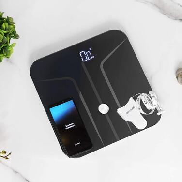 Розумні електронні ваги Cecotec Surface Precision 9750 Smart Healthy з біоімпедансом, Bluetooth, 10 параметрів аналізу тіла, загартоване скло, чорні