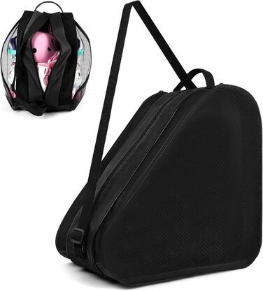 Сумка для роликів Flintronic, сумка для інлайнів, сумка для скейтборду, сумка для ковзанів з регульованим плечовим ременем, велика місткість (чорна)