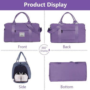 Спортивна сумка Flintronic: дорожня сумка, містка для подорожей, з відділенням для взуття та мокрих речей, водонепроникна, для чоловіків та жінок, чорна (#3 фіолетовий)