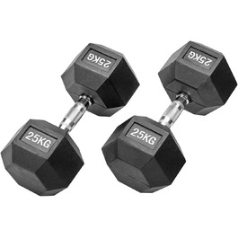Гантелі Hexagon Studio 50 кг (2x25 кг), з гумовим покриттям, чорні