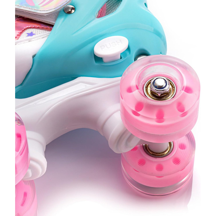 Дитячі ролики Kinder з LED підсвіткою та регульованим розміром – ретро ролики для підлітків – багатокольорові диско ролики Quad Skates - Roll ab! S 30-33 Lunar