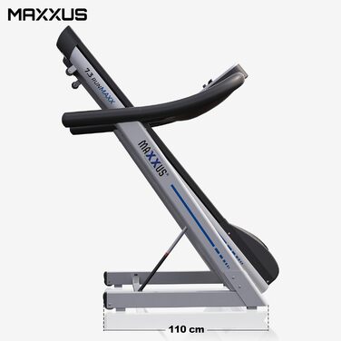 Бігова доріжка MAXXUS 7.3, 18 км/год, електричний нахил, 3 к.с. мотор, 2,21 кВт, складана, 1400x500 мм, до 130 кг, амортизація