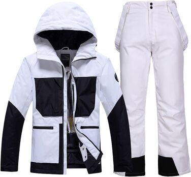 Жіночий комплект гірськолижний (2 шт.): куртка та штани HOTIAN. Водонепроникний, вітронепроникний, теплий. Розмір M, колір: чорний + білий