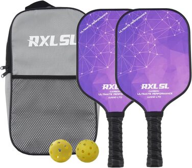 RXL SL Карбоновий набір для піклболу, ракетки для гри всередині та на вулиці, легкі піклбол ракетки 13/16 мм, для дорослих, початківців, досвідчених та літніх гравців, фіолетові