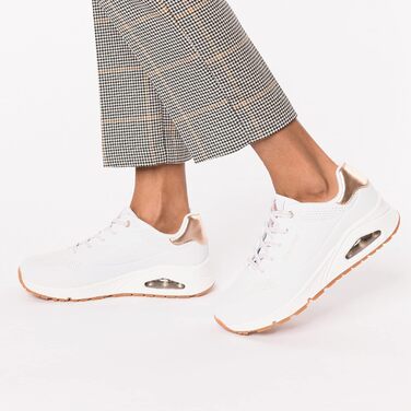 Кросівки жіночі Skechers UNO Shimmer Away White/Rose Gold 40 EU з Durabuck та Duraleather