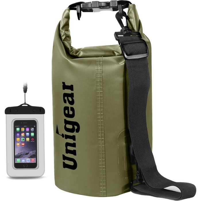 Водонепроникний мішок Unigear Dry Bag 30L (армійний зелений) – 2L/5L/10L/20L доступні – для каякінгу, риболовлі, кемпінгу та пляжу