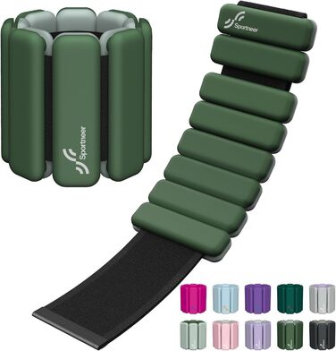 Набір обтяжувачів для ніг Sportneer 2 шт. (0,5 кг та 1 кг) для йоги, танців, аеробіки (0,5 кг*2, темно-зелений)