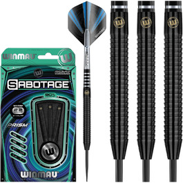 Дротики WINMAU Sabotage Onyx 22-26г, професійні, вольфрамові, з сталевим наконечником, комплект з оперенням та стрижнями