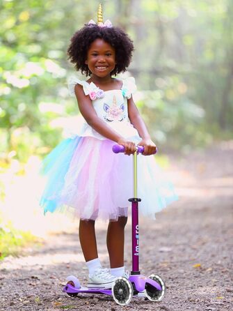 Самокат дитячий Micro Deluxe Kinder Scooter з регульованим кермом, світлодіодні колеса, фіолетовий
