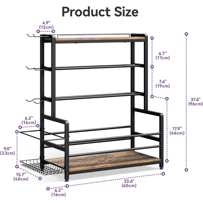 Стійка для гантелей та медичних м'ячів, 3-ярусна, 60x40 см, сталева, 272 кг, з корзиною для килимків та гачками