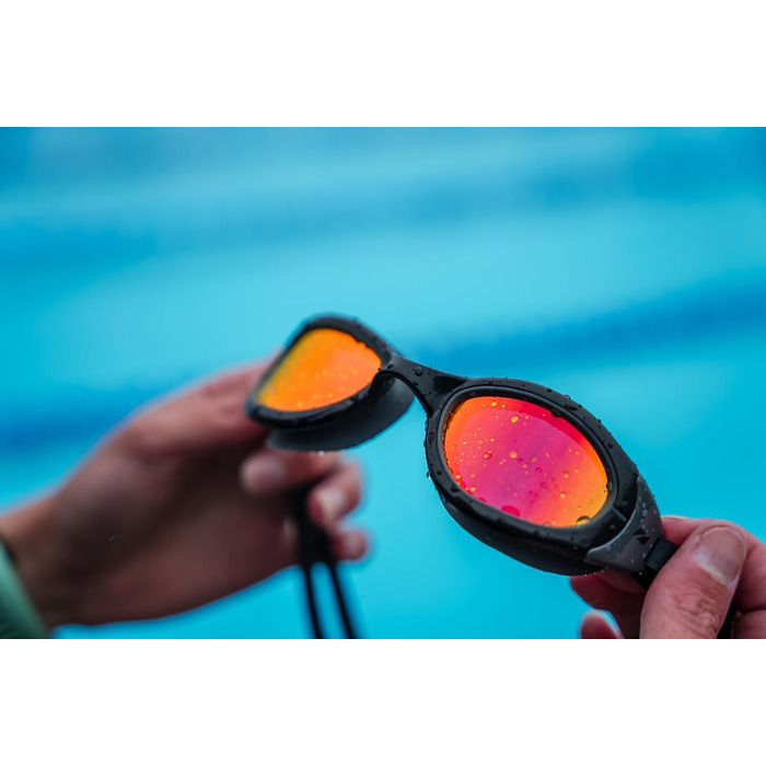 Окуляри для плавання ZONE3 Attack Polarized (чорно-сірі, оранжеві лінзи) - відкрита вода, басейн