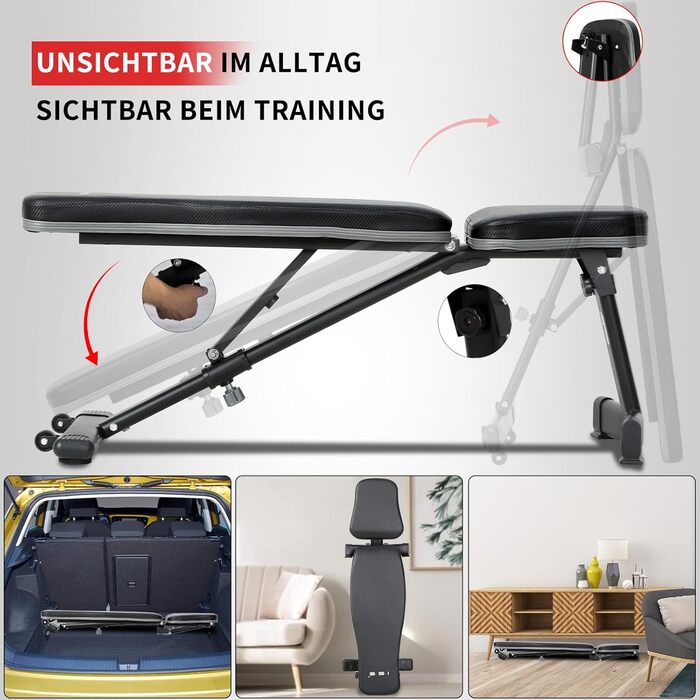 ISE Складна багатофункціональна лавка для тренувань SY-5021: регульована спинка, банк для пресу, фітнес-лавка для дому