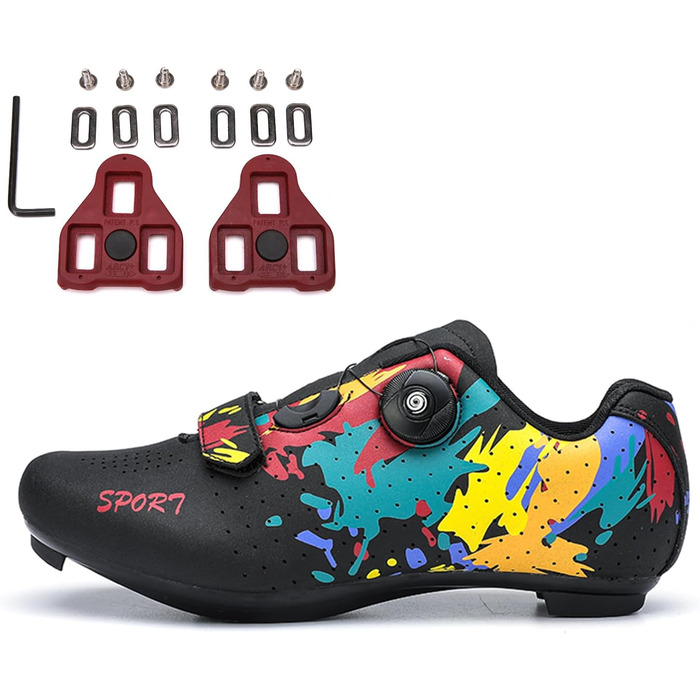 Велосипедні шкарпетки SDEQA для чоловіків та жінок, шосейні, сумісні з Peloton, Look, SPD, SPD-SL, Delta Lock, білі (45 EU, чорний)