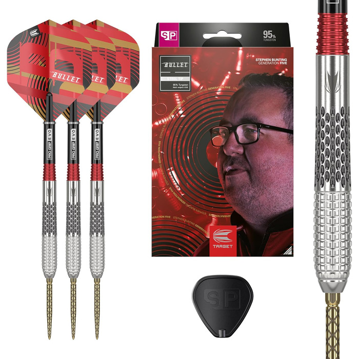 Професійний набір дротиків Target Stephen Bunting G5 95% вольфрам, сталевий наконечник Swiss Point, 18/22/23/25 г, з інструментом