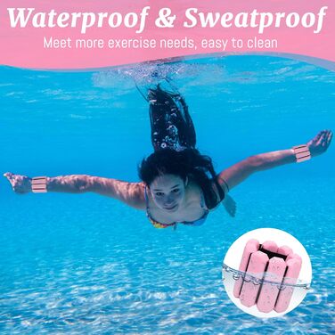 Ваги для зап'ястя та кісточки Omtofo, 2 шт (по 0,45 кг), регульовані, для йоги, танців, пілатесу, аеробіки, кардіо, ходьби, зелено-рожеві