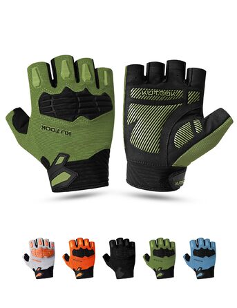 Велосипедні рукавички KUTOOK MTB для гірського велосипеда, чоловічі/жіночі, літні, з підкладкою на долоні 5 мм, захист TPR SCR, сенсорний екран, дихаючі, зелені, XL