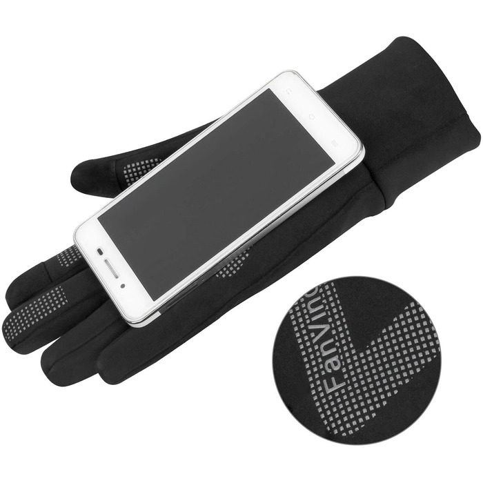 Зимові рукавички для чоловіків та жінок: термо рукавички з сенсорним екраном для велосипеда та бігу, чорні (M/L для чоловіків, L/XL для жінок)