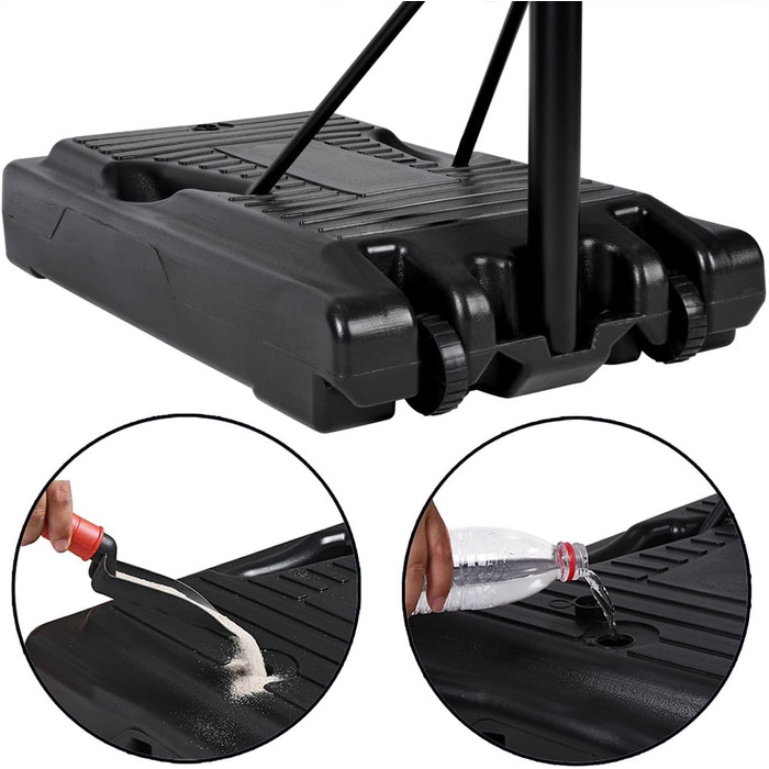 Баскетбольне кільце DEUBA® універсальне (вуличне/внутрішнє) з регульованою стійкою 205-305 см, на колесах, вантажопідйомність 70 кг, для дітей та дорослих