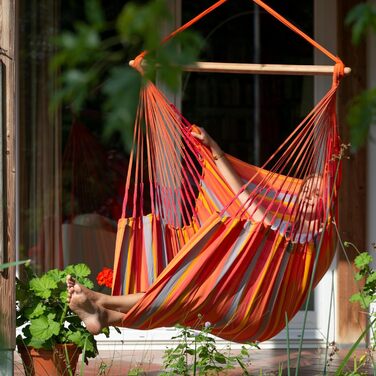 Гамак-крісло La Siesta Domingo (Toucan, Basic) з бамбука та органічної бавовни GOTS. Розкручується на 360° для релаксу та стилю