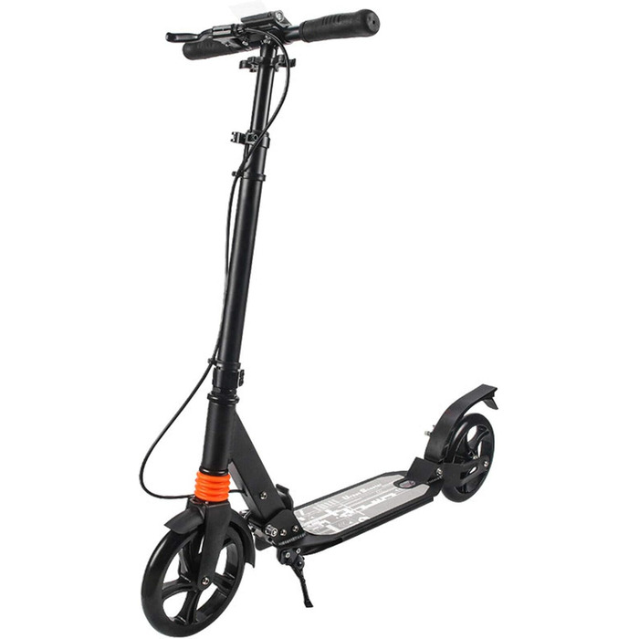 Самокат Kickscooter для дорослих і дітей, з амортизацією, 200 мм колеса, складаний, регульована висота, міський, з ручним і ножним гальмом