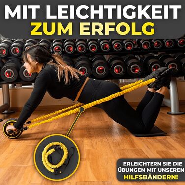 ROAD2GOAT® Тренажер для пресу - роликовий тренажер для дому, для чоловіків та жінок, чорний/золотий