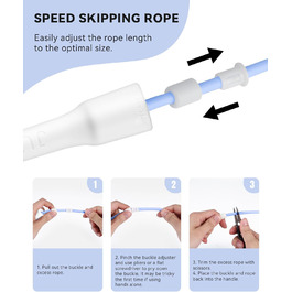 Стрибкове канат iMoebel Springseil Fitness 6 мм*3 м, ПВХ, регульований, з ABS-ручкою, для дітей та дорослих, бокс, схуднення, кросфіт (біло-блакитний)