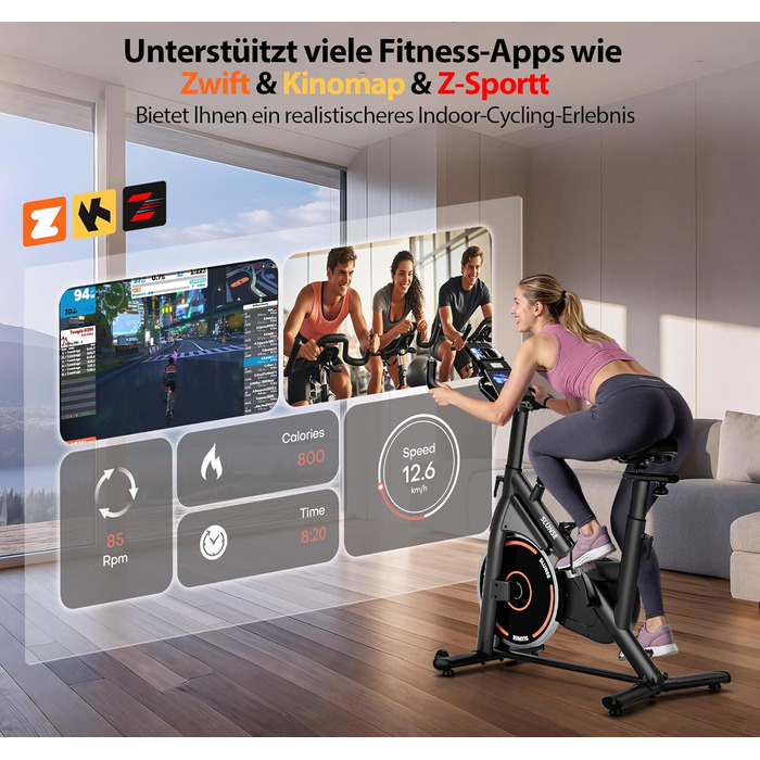 Велотренажер для дому з LCD-монітором, тихий ергометр spinning bike, фітнес-велосипед до 160 кг, для кардіотренувань