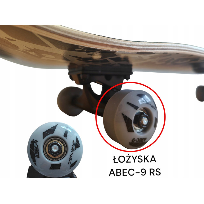Класичний дерев'яний лонгборд з клена, підшипники ABEC-9 RS, профільований, Sportvida
