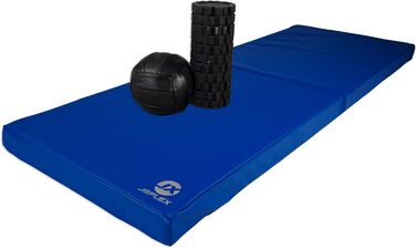Складаний м'який гімнастичний мат Jeflex 200x70x8 см, синій, для дітей, фітнесу та ігор, німецька якість, портативний, для дитячої кімнати