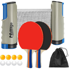Набір для настільного тенісу Profi: 2 ракетки, м'ячі, сітка, сумка. Підходить для дорослих та дітей, для гри в приміщенні та на вулиці. Сірий колір.