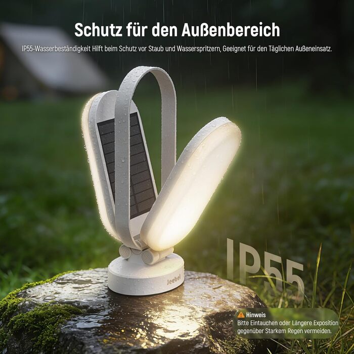 Ліхтар кемпінговий Jeebel Solar LED з Power Bank 5000mAh, 4 режими, диммер, IP55, для походу, намету, аварійного освітлення (білий)