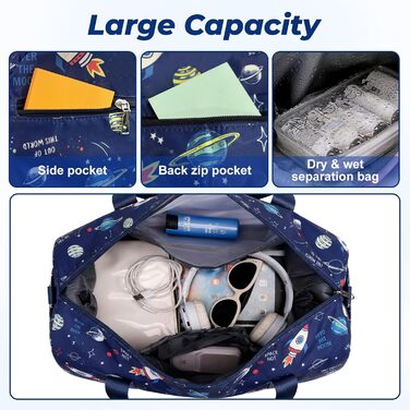 Спортивна сумка Flintronic для дітей та дівчат, сумка для плавання з відділенням для вологих речей, синя, 46x20x25 см