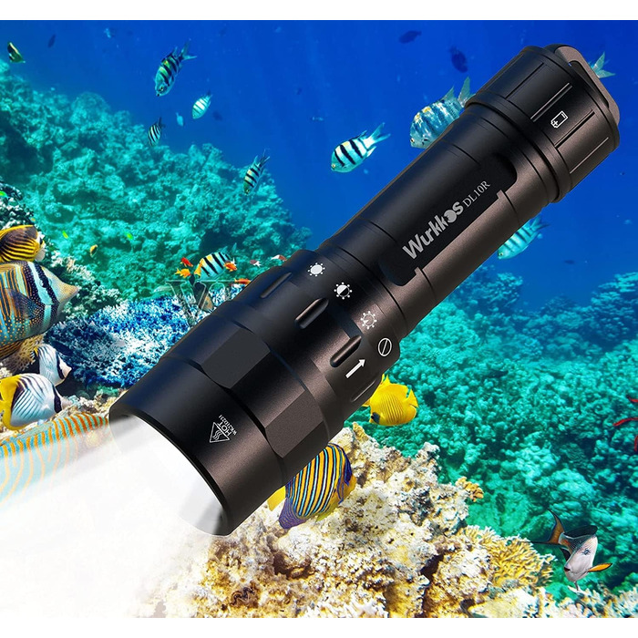 Ліхтар під водою Wurkkos DL10R: 4500 Lumen, XHP70.2 LED, USB-C, IPX8, для дайвінгу та підводного полювання