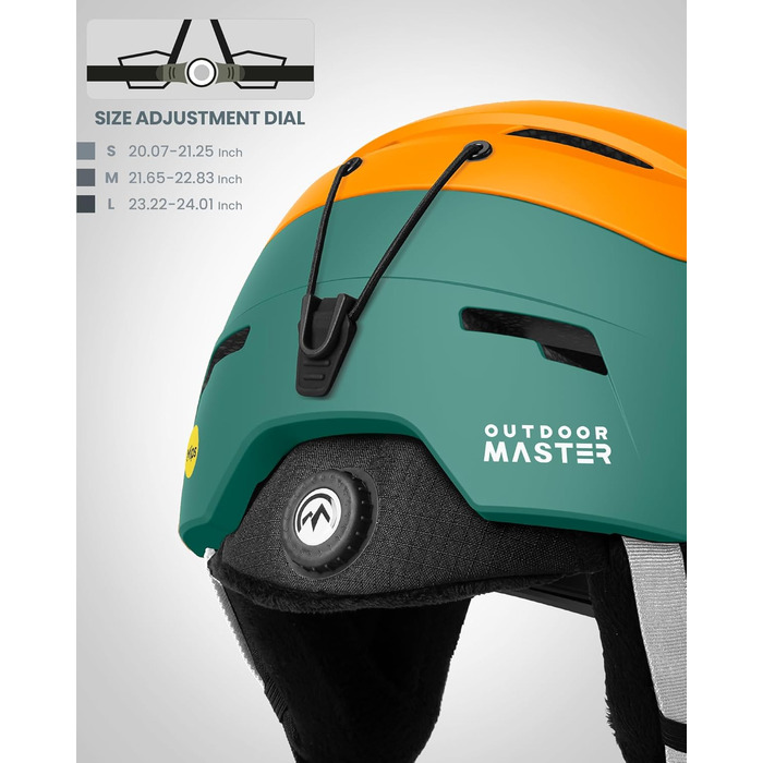 Шолом OutdoorMaster ELK MIPS з маскою для гірськолижного спорту - комплект для чоловіків, жінок та молоді, помаранчевий